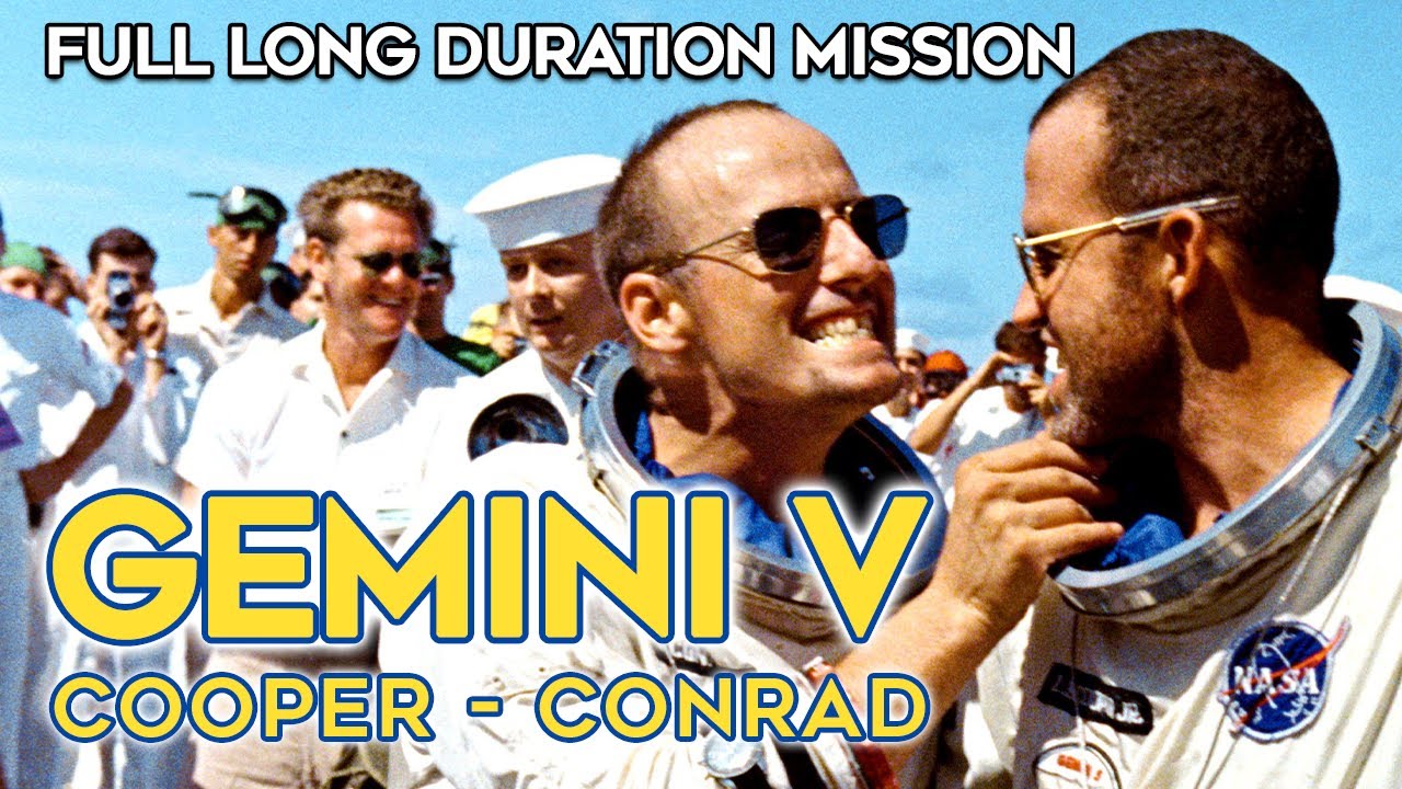 Gemini V Full Mission - Historical Narration & Footage, Conrad, Cooper, 1965, NASA, Long Duration