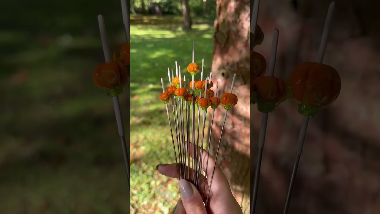 Making Glass Pumpkins - #shortsfeed #pumpkins #lampwork #glassblower #glassart