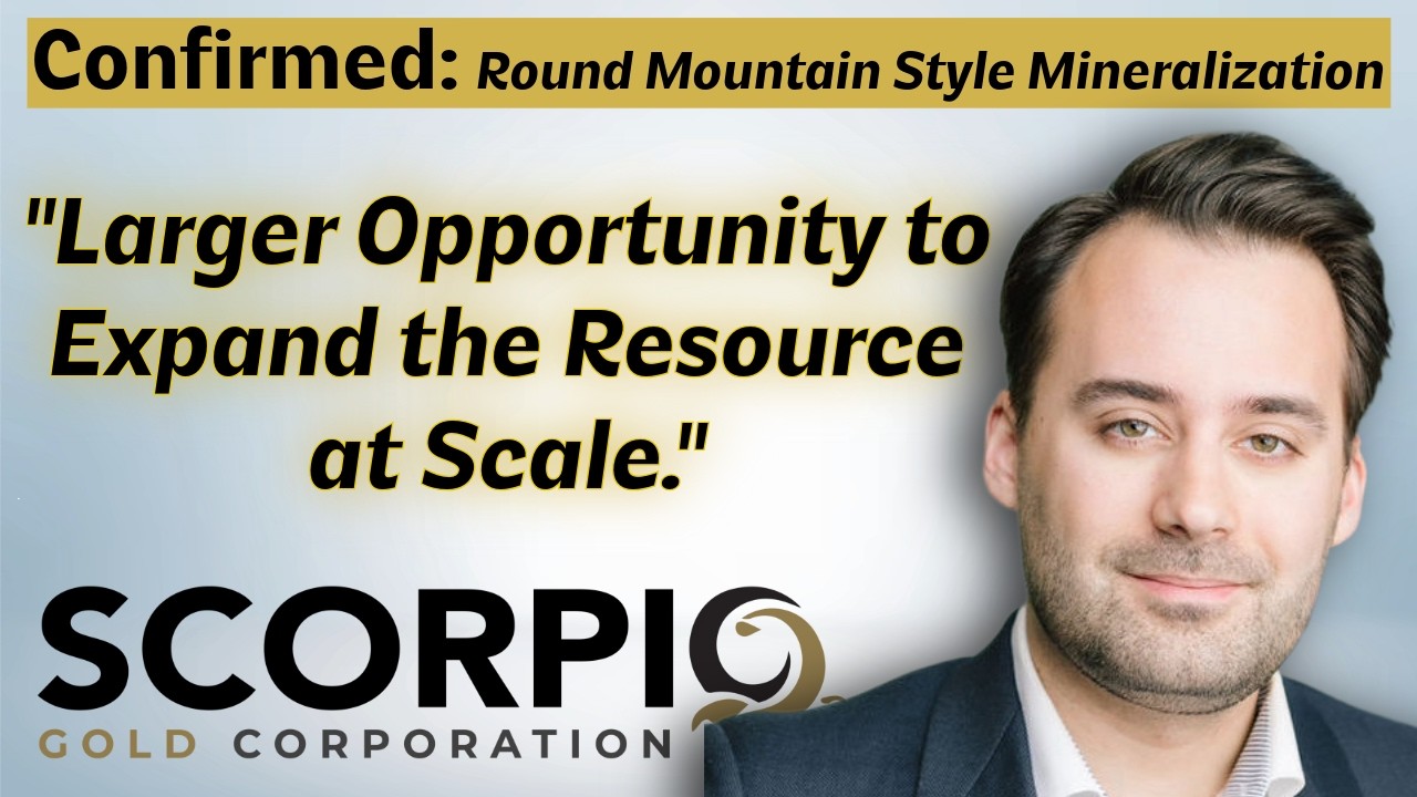 Scorpio Gold подтверждает наличие минерализации типа Round Mountain (16 млн унций золота) на ново...