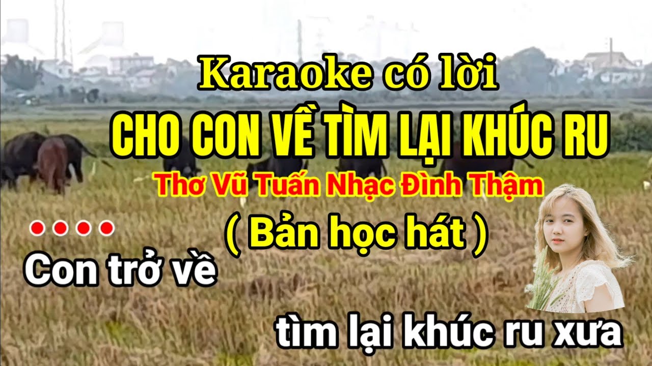 Karaoke có lời _ Cho Con Về Tìm Lại Khúc ru ( bản học hát )