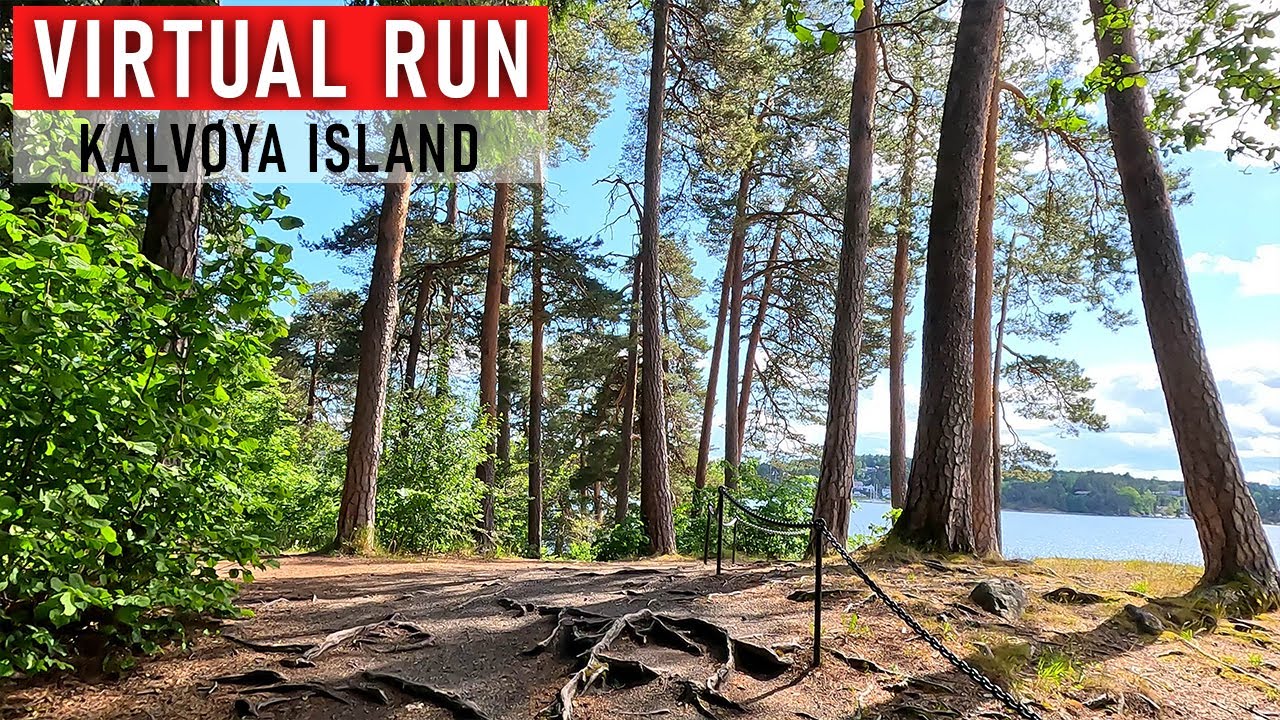 Virtual Run Kalvøya Island Oslo, Norway. Beautiful Nature Scenery