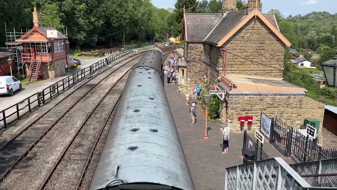 Train arriving at Highley Station, on the Severn Valley Railway Line, Shropshire 