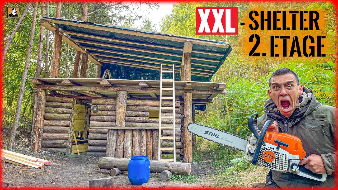 2. ETAGE für den XXL SHELTER bauen | #007 | Survival Mattin