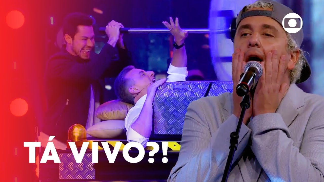 Doeu? 👀 Luciano Huck foi cortado ao meio pelos ilusionistas Henry e Klauss 🔥 | Domingão | TV Globo