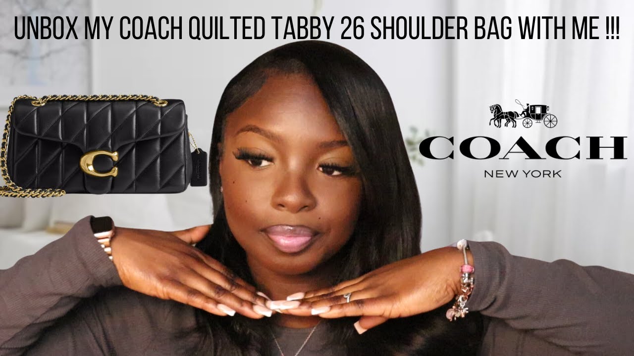 Unbox My Birthday Present With Me ft. Coach Black Tabby Shoulder Bag 26 With Quilting Gold Hardware