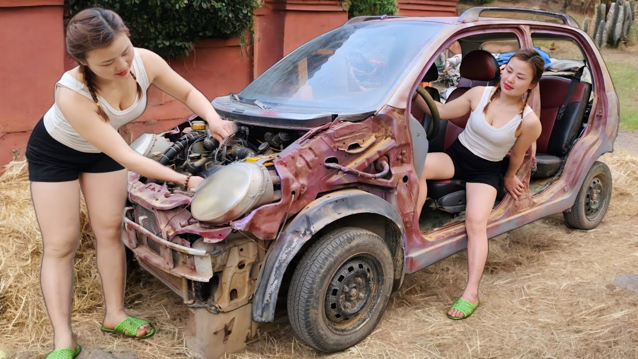 Timelapse :It took the girl 15 years to repair and restore two old cars