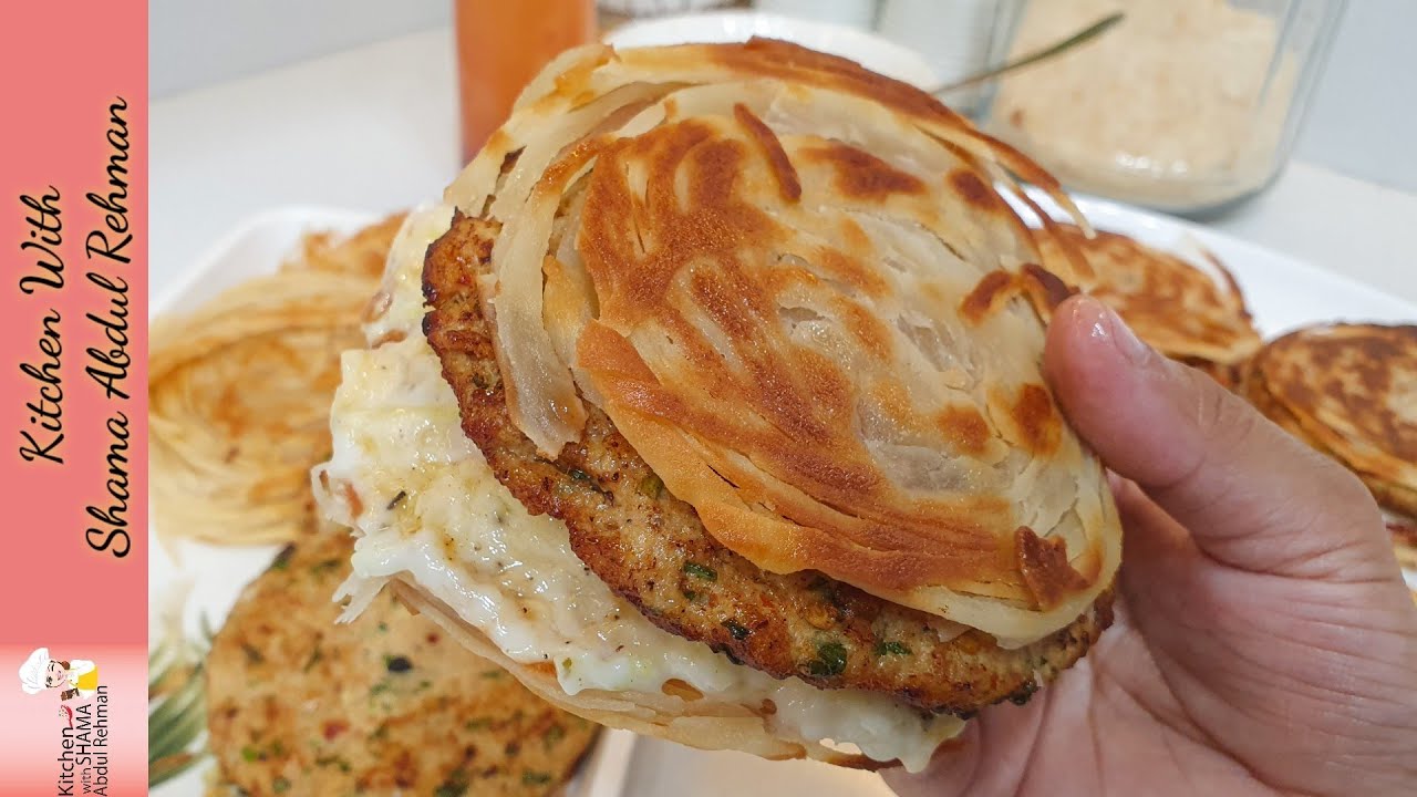 Dubai Viral Paratha Smash Burger Recipe | Cheesy Chicken Patty Paratha Burger | Kitchen With Shama