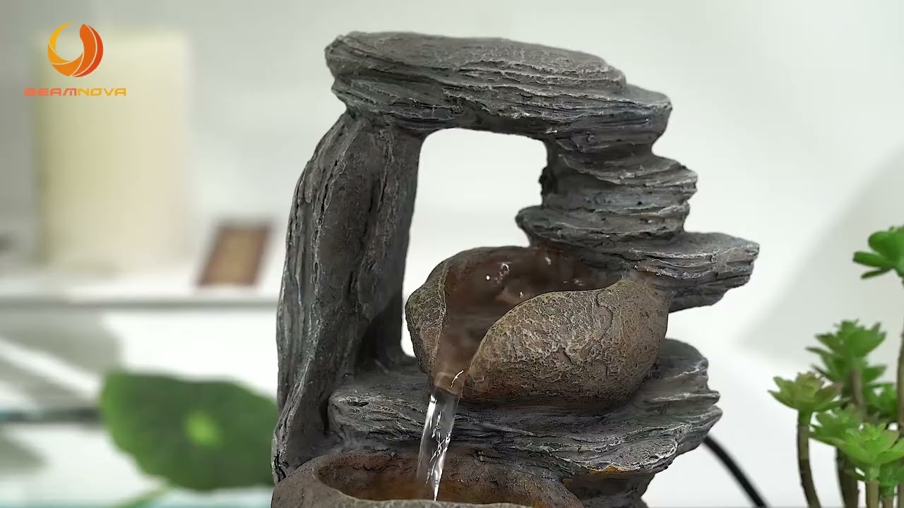 Indoor Water Fountains Tabletop Water Fountain with Pump Zen Garden Desk Waterfall Fountain Indoor