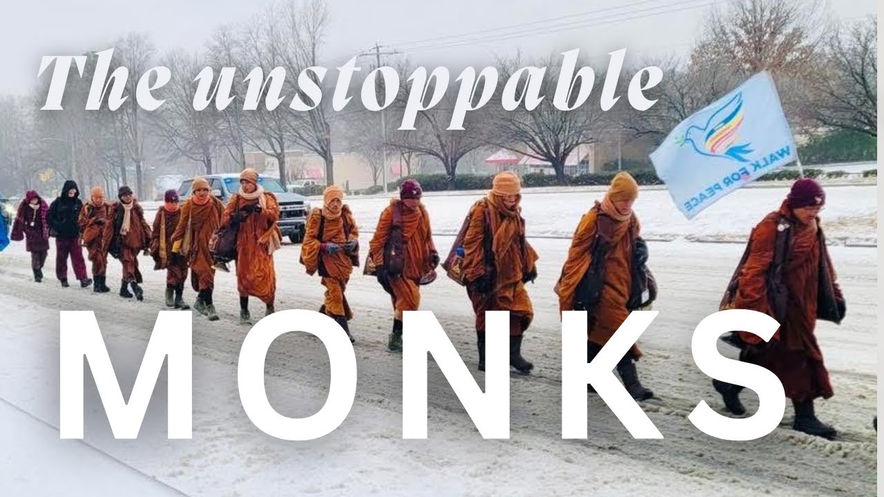 Monks walk on ice storm |Day 93 Unstoppable monks #monks #peacewalk #monkwalk #song #peace