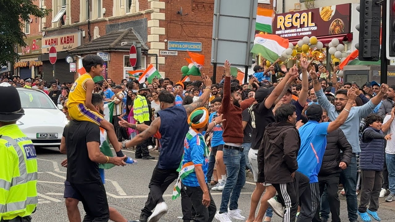 1/5 Cricket fan celebrating after won final at Belgrave road of Leicester