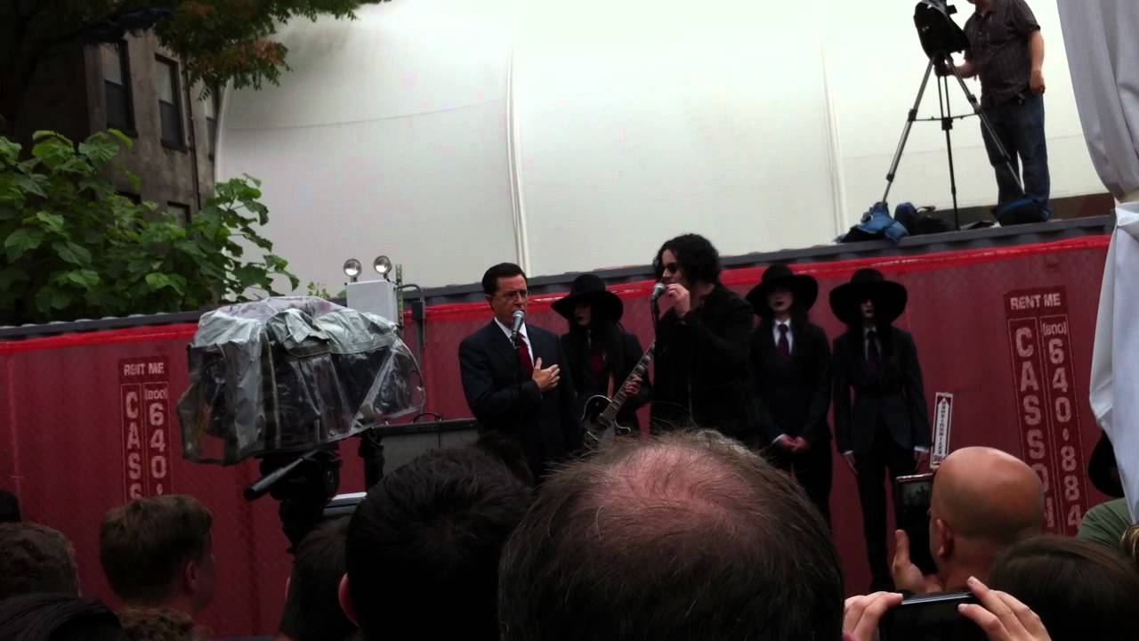 Stephen Colbert and Jack White - national anthem NYC 6/23/11