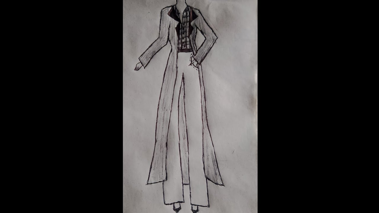 Fashionable outfit sketch design step by step watch full sketch video 