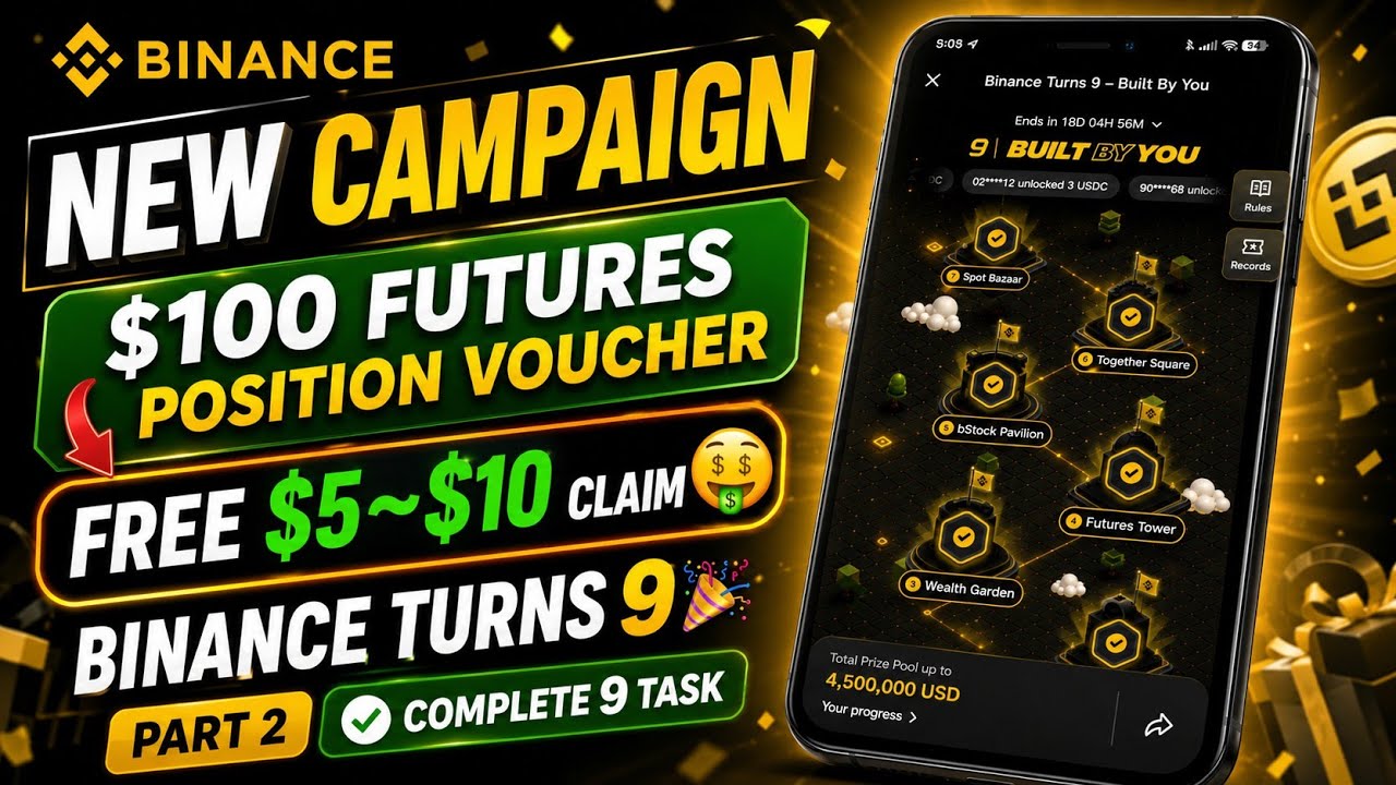 😍Binance Turns 9 - Part 2 || Complete All Tasks || Binance New Offer Today || Step By Step Guide ✅