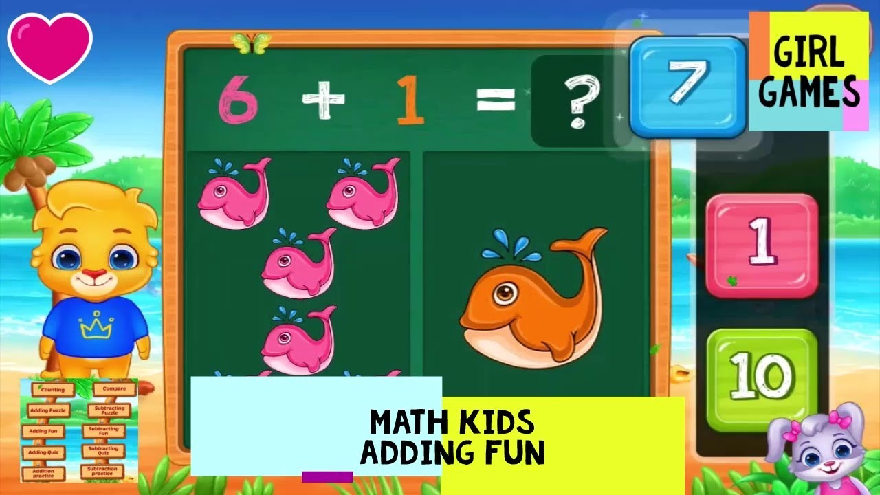 Math Kids Adding Fun Game Numbers 1 to 10 - Addition for Kindergarten, Grade 1 - Math Games for Kids