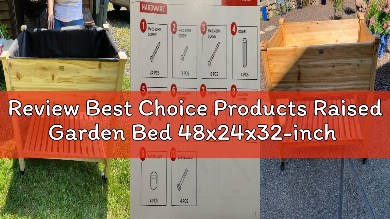 Review Best Choice Products Raised Garden Bed 48x24x32-inch Mobile Elevated Wood Planter w/Lockable
