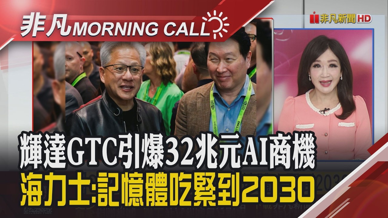 GTC點火 台積ADR漲1.9% 投信投顧公會理事長:台股看4萬 上櫃先攻高 股王股后扮雙門神 國巨等受惠村田傳漲電感報價｜主播陳韋如｜【非凡Morning Call】20260318｜非凡財經新聞