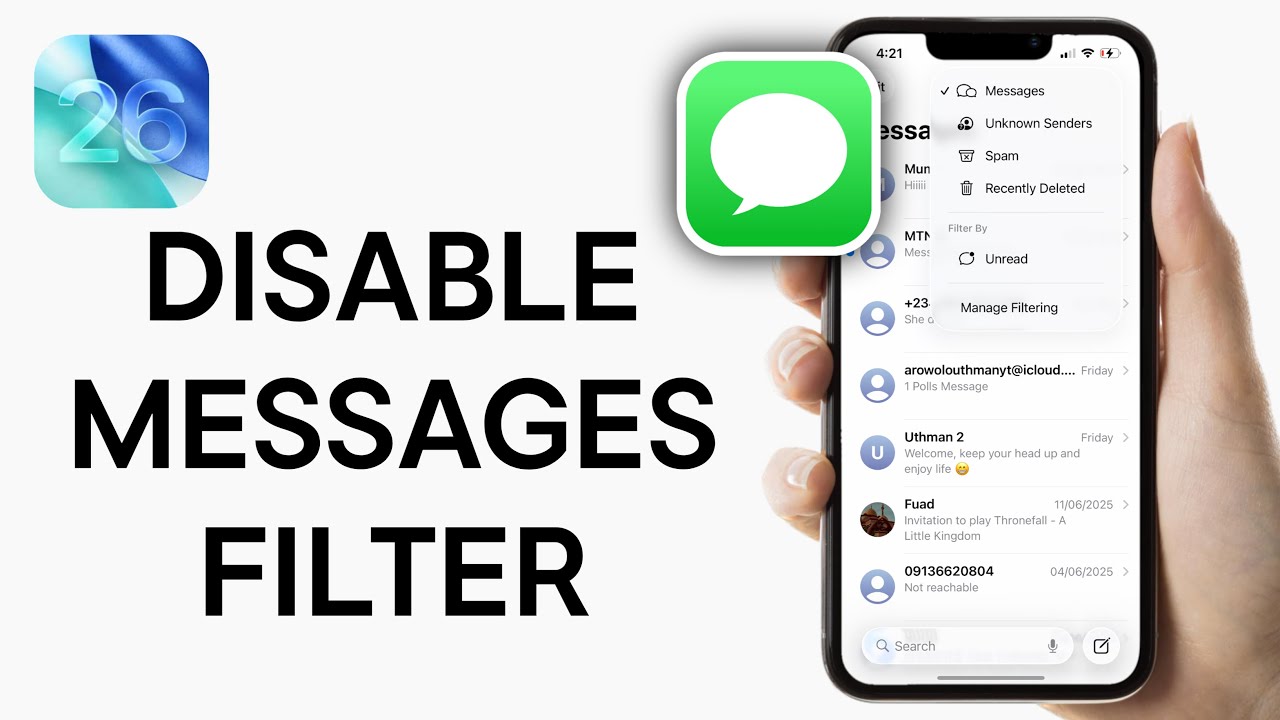 iOS 26: How to Disable Messages Filter on iPhone