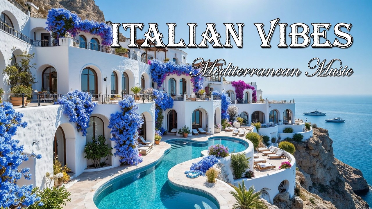 🎶 Italian Vibes & Mediterranean Music 🎶 3+ Hours Scenic Amalfi Coast & Lake Como Relaxation 4K
