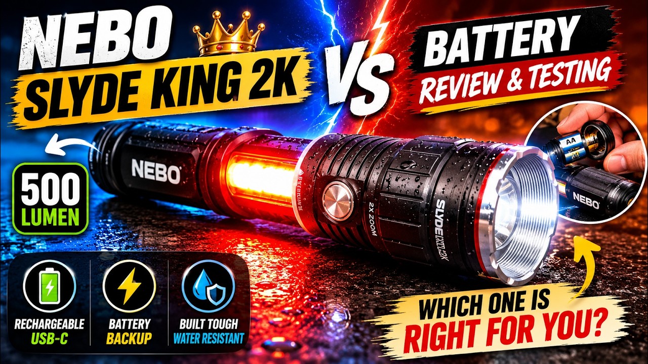 Nebo Slyde King 2k 500 Lumen Rechargeable vs Battery Review & Testing
