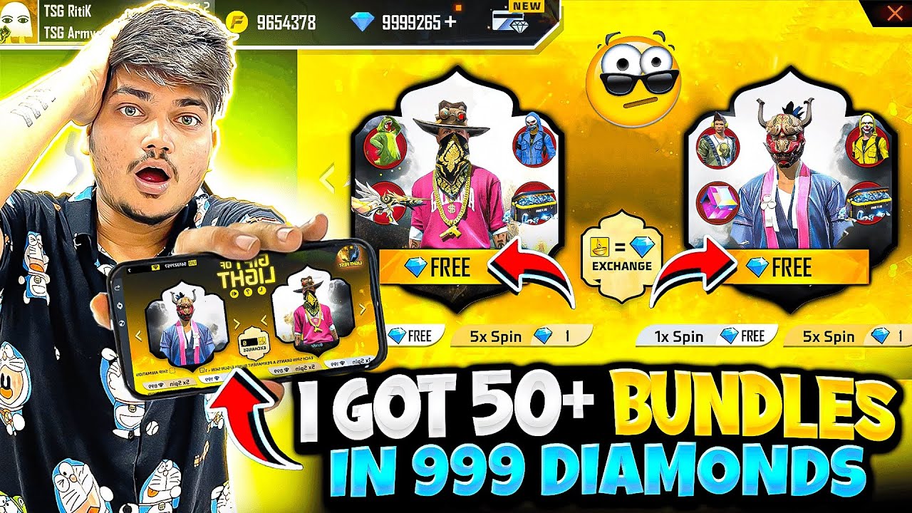 Free Fire New Gift Of Light Diwali Event Bought All Bundles In Subscriber Id😍💎 -Garena Free Fire