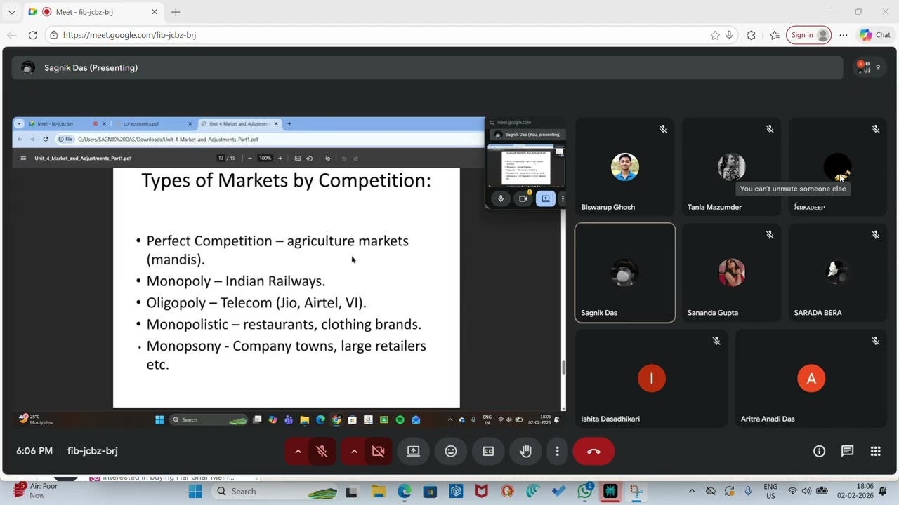 ECONOMICS UNIT MARKET