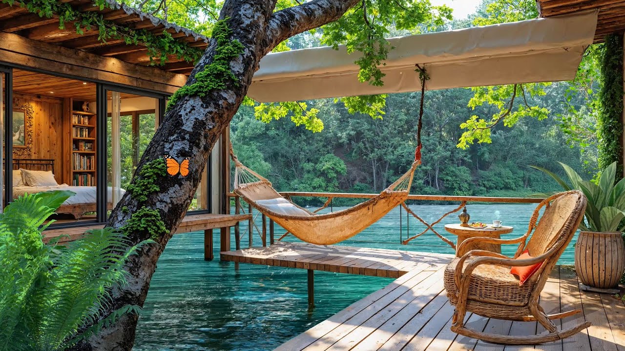 🌳 Hammock Vibes in Nature | Cozy Wooden Cabin Retreat with Butterfly Moment
