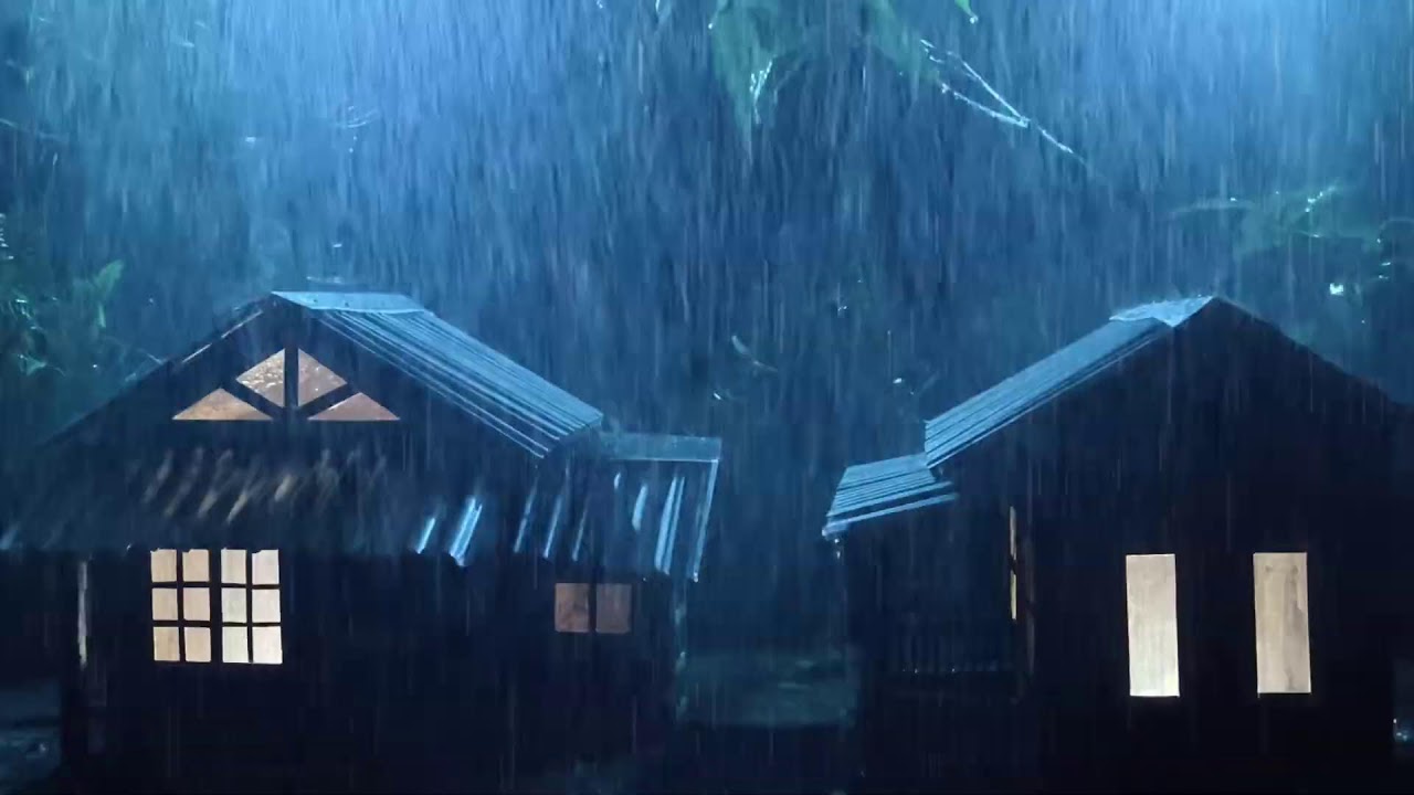 No Ads Rain Sounds for Sleeping - ASMR Wild Night Rain on Tin Roof for Severe Sleep Disorder #111