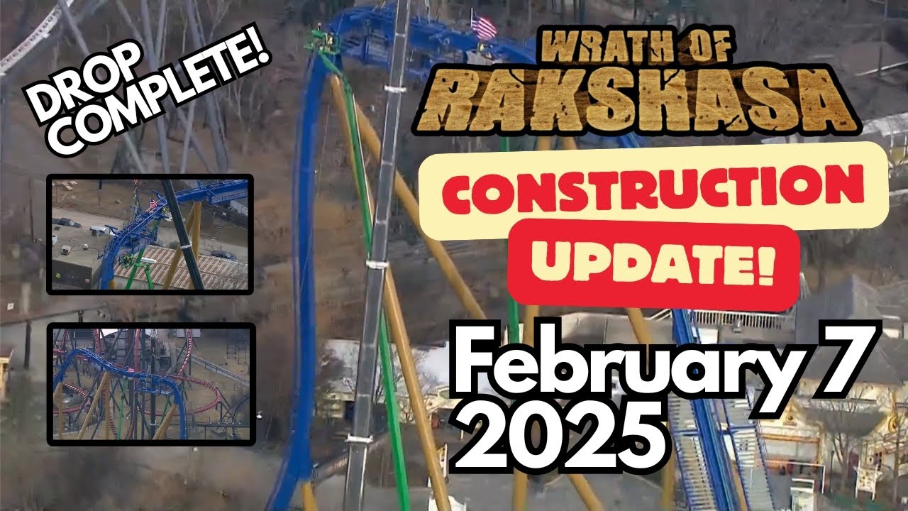 WRATH OF RAKSHASA Dive Coaster Construction Update - Six Flags Great America February 7 2025