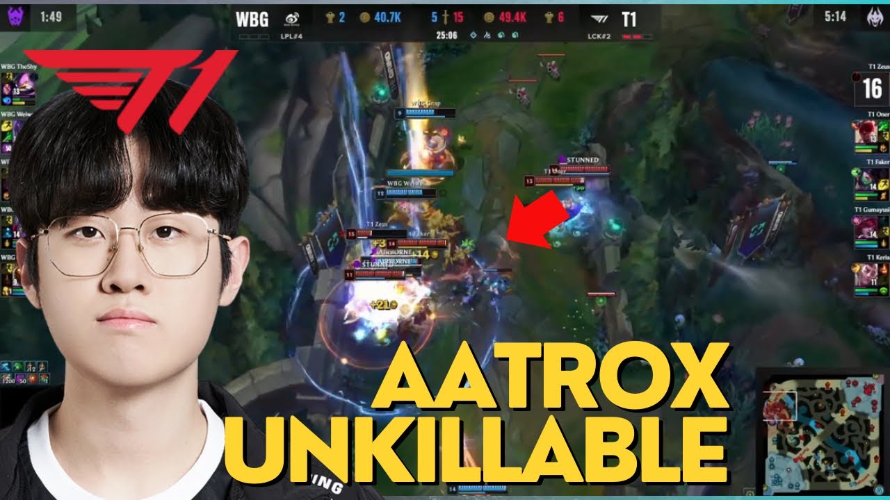 T1 Zeus Aatrox MVP Unkillable this situation - T1 vs WBG Finals Worlds 2023