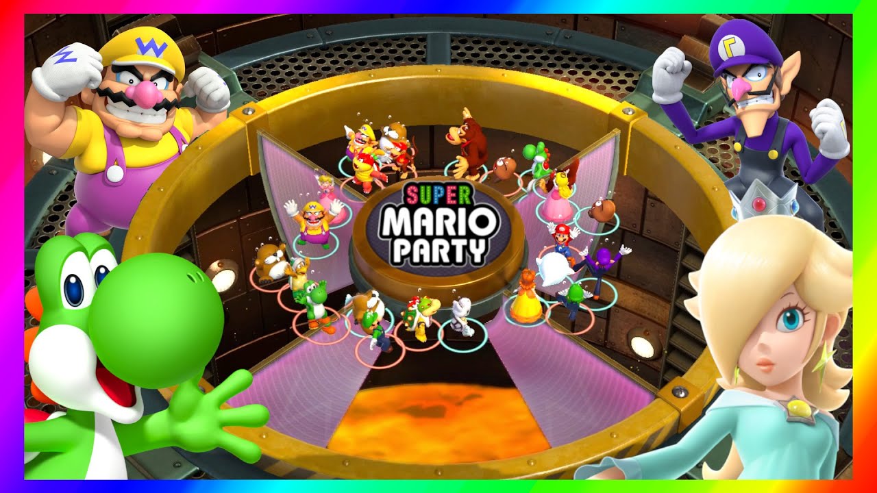 Super Mario Party Minigames Yoshi vs Wario vs Waluigi vs Rosalina