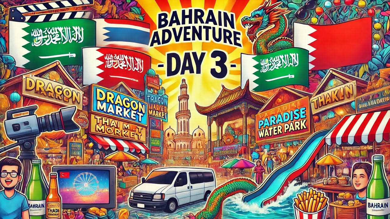 🇧🇭 Bahrain Adventure: Dragon Market, Thai Market, Movie & Paradise Water Park! 🌊🎥 | Day 3