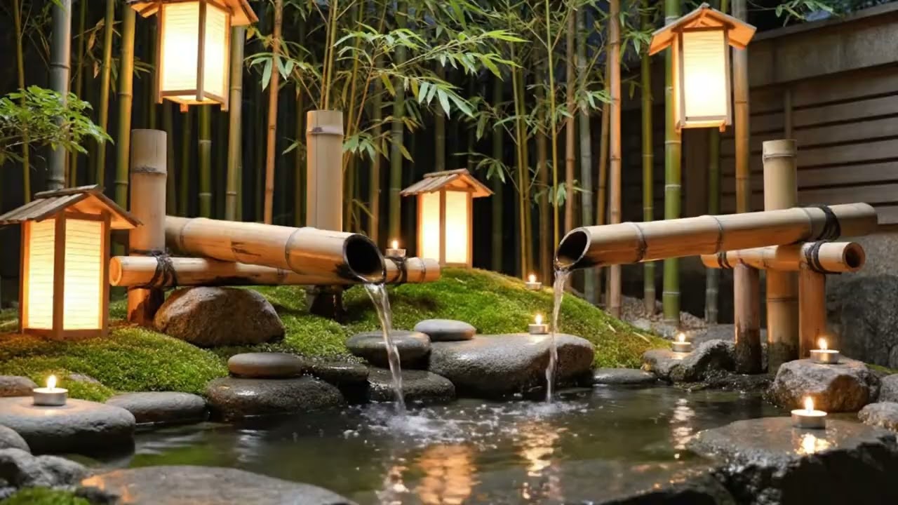 Relaxing Music for Stress Relief, Anxiety & Depression 🌿 Bamboo Water Fountain + Healing Piano