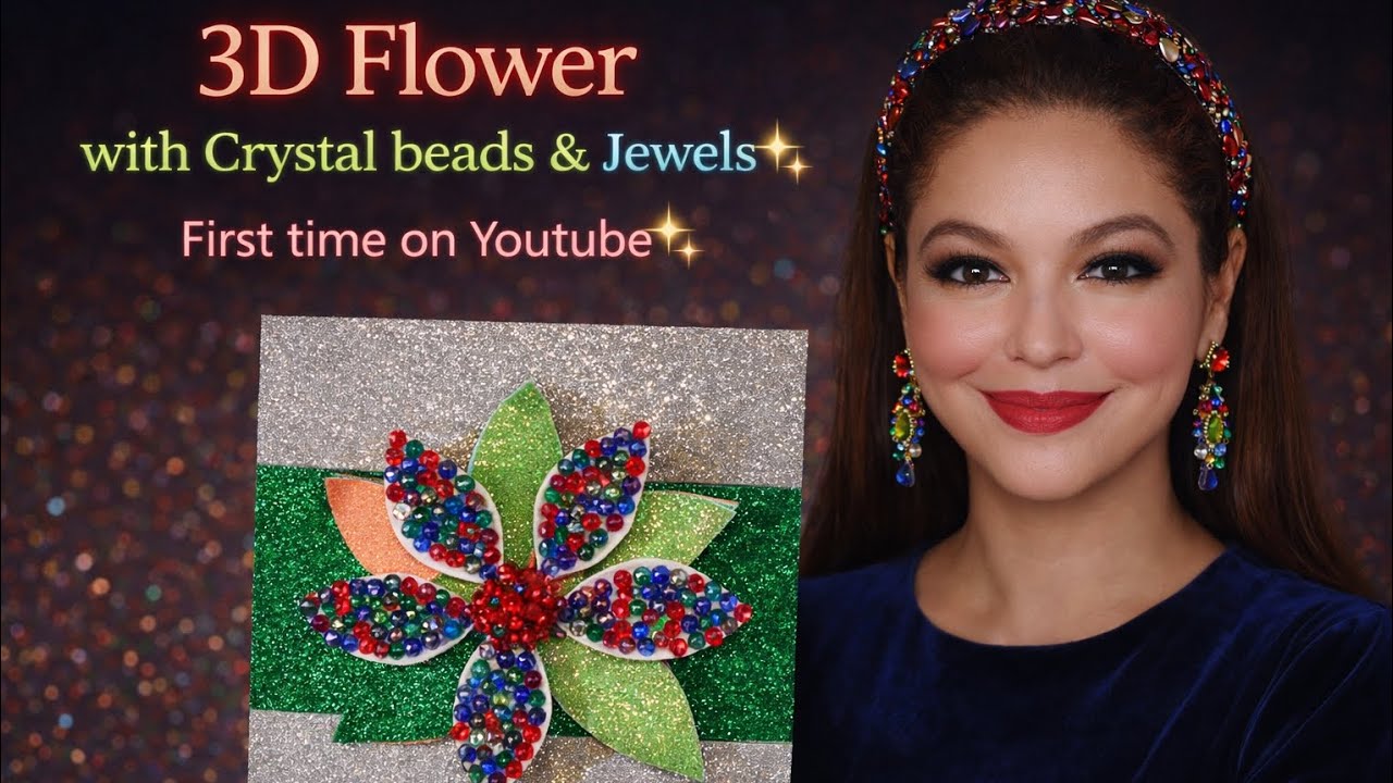 🌸3D Flower with Crystal beads 🌸✨️ First time on Youtube!#art #diy #viral #viralvideos #homedecor