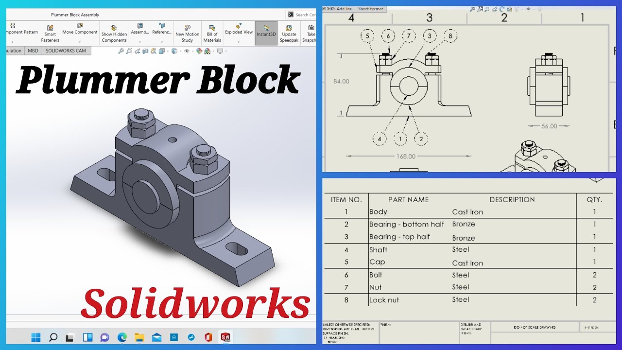 Student Makes Plummer Block | SOLIDWORKS | CAD