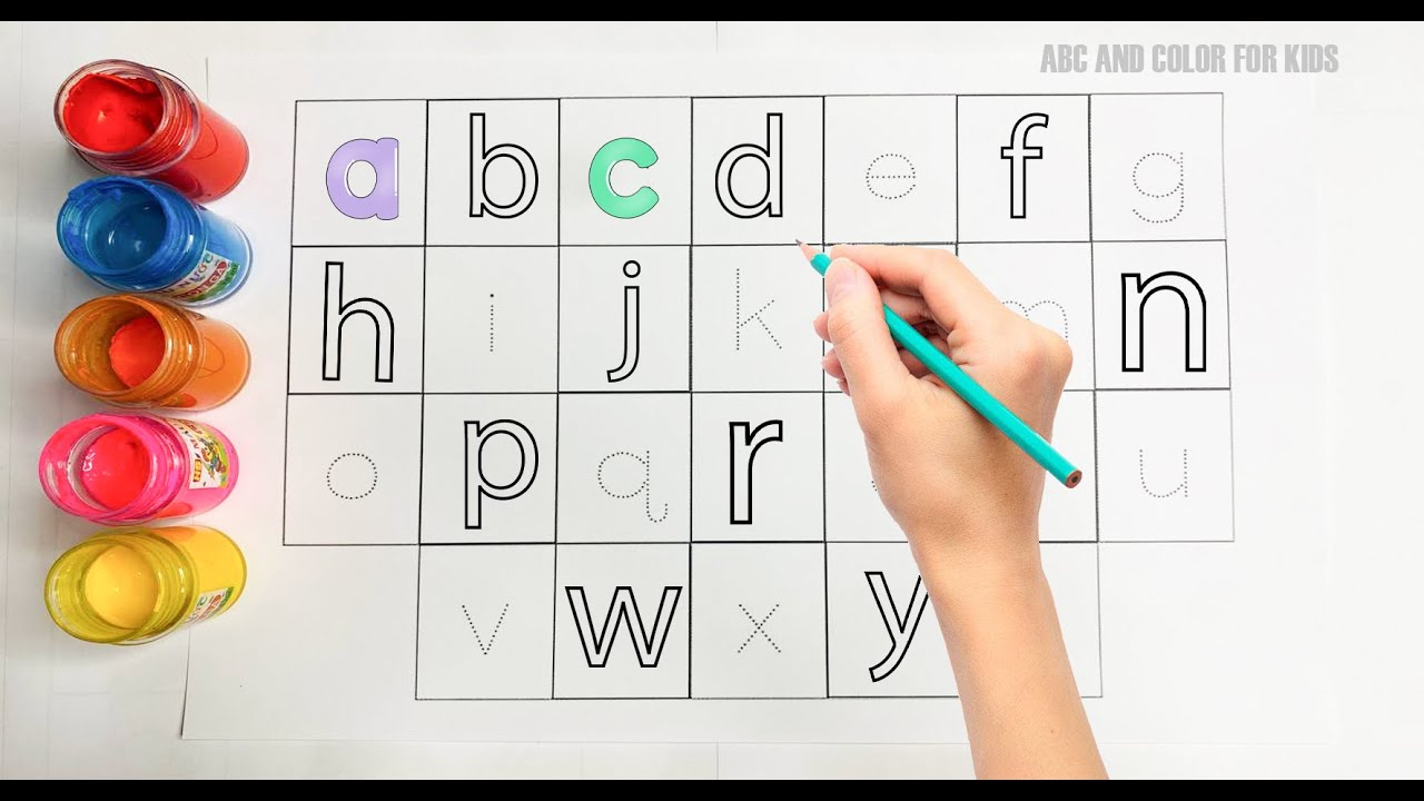 Alphabet.ABC song.abcd.a to z.kids rhymes.collection for writing along dotted lines for todder
