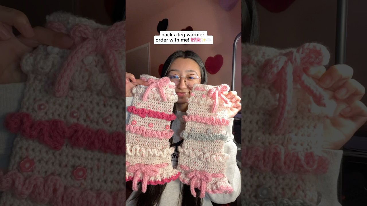 pack a leg warmer order with me! 🎀 #crochet #legwarmers