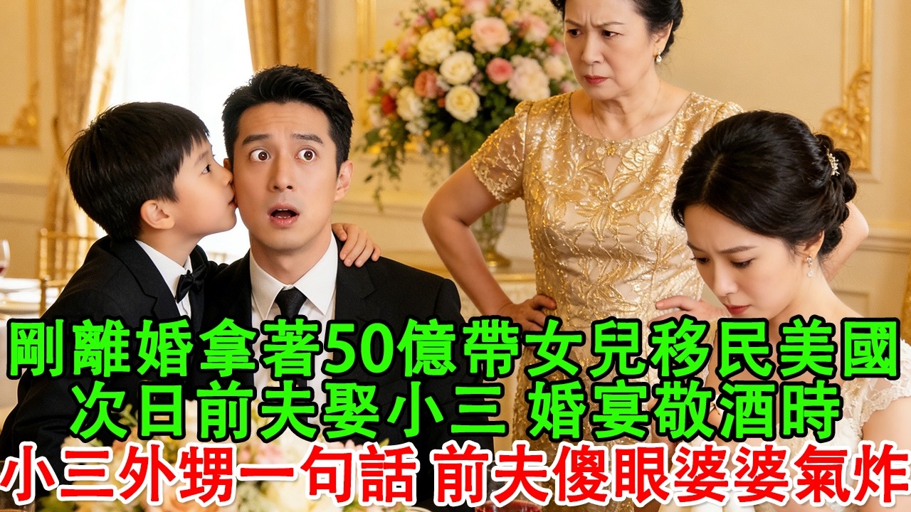 【完結爽文】剛離婚看著手上50億遺產，我帶女兒移民美國，次日前夫娶小三，婚宴敬酒時，女方外甥的一句話，前夫當場傻眼，婆婆氣炸#婆媳 #家庭 #婚姻 #情感 #情感故事 #故事 #大女主  #家庭倫理