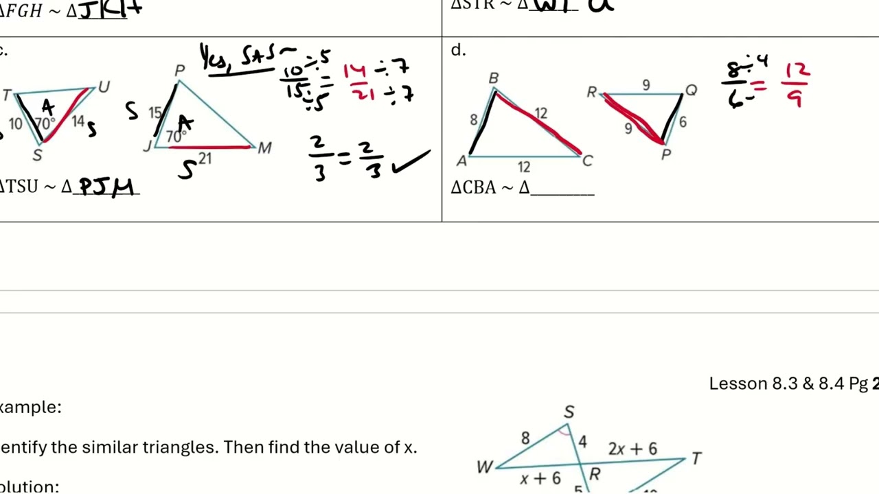 Geometry Lesson 8.3-8.4 Practice