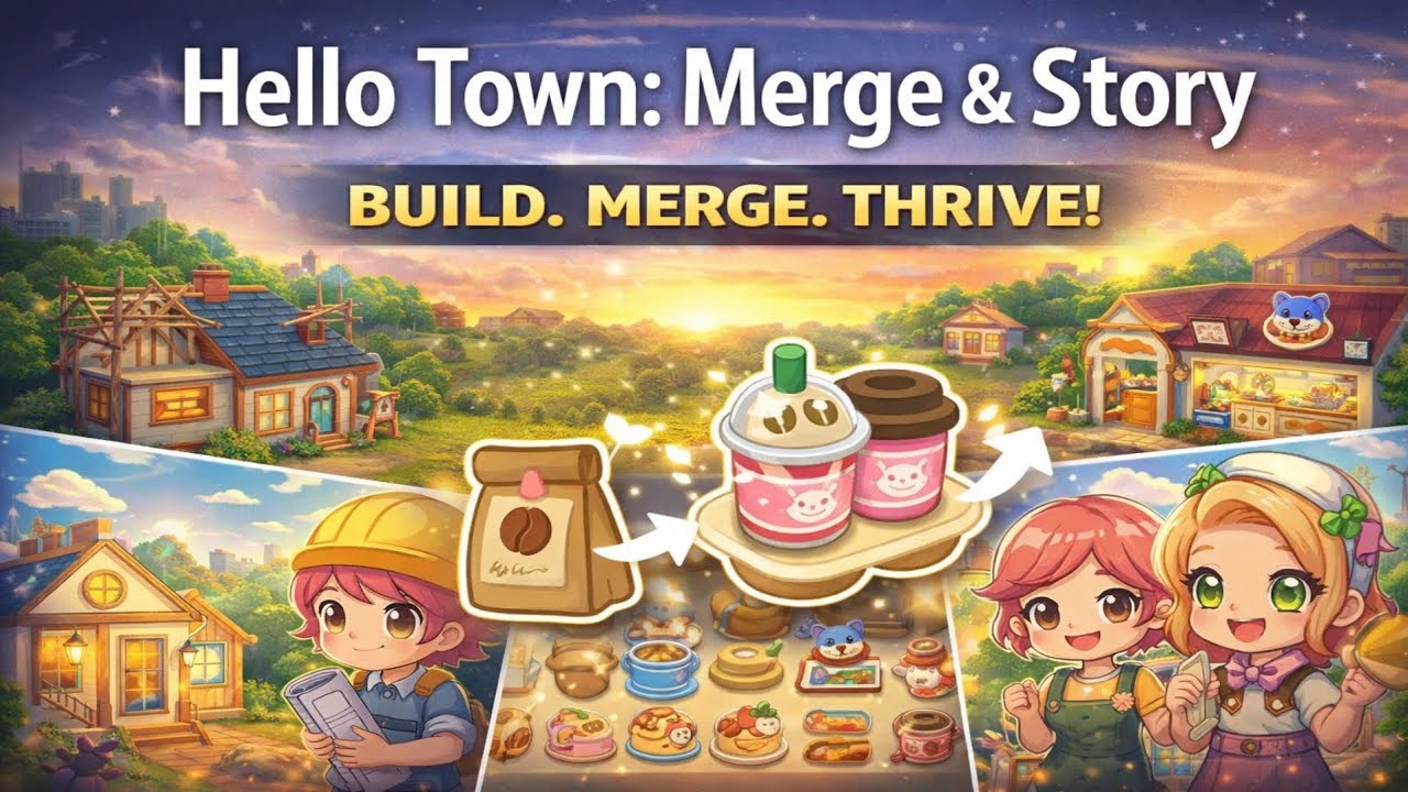 Hello Town Gameplay | Merge Puzzle with Story & City Makeover 🏙️