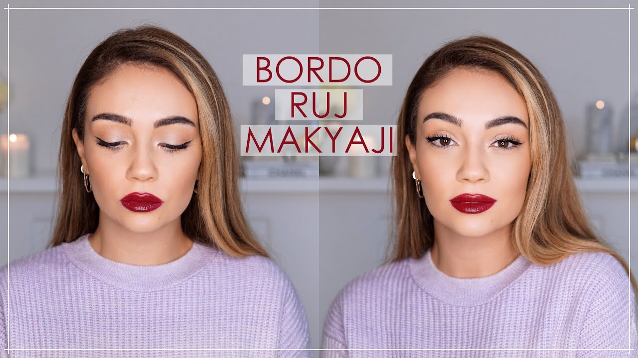 Günlük Bordo Ruj Makyajı