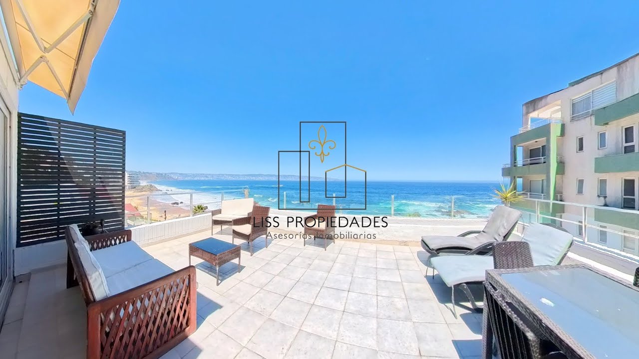 Departamento Frente al Mar en Reñaca  4D 4B 132 m²  Primera Línea Playa Cochoa