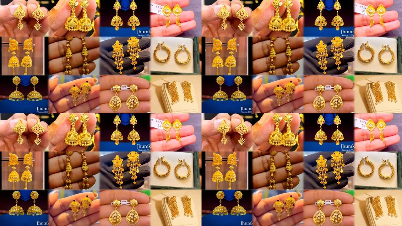 Latest Gold earrings designs daily wear/gold earrings tops designs with price/1 gram😱 gold earrings 