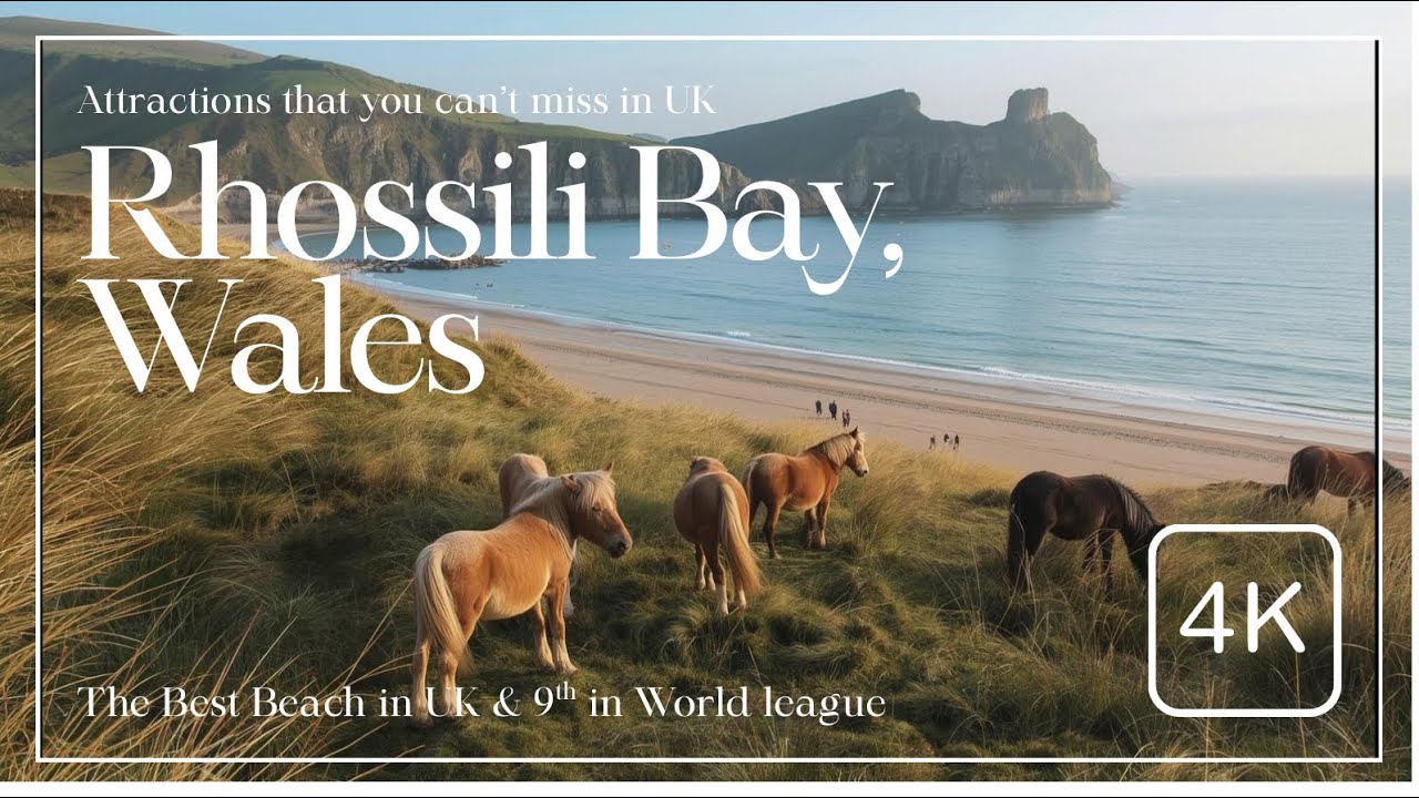 Wales | Rhossili Bay | Worm's head | Best beach in UK | Relaxing and Peaceful Travel Video