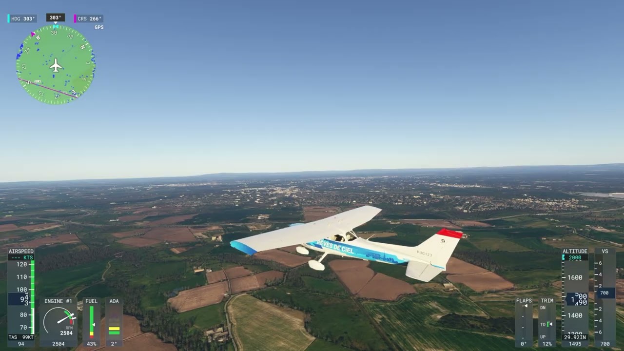 Microsoft Flight Simulator 2024 на PS5 Pro. Cessna 172 из EGCC в EGGP.