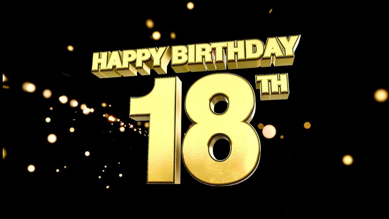 Happy 18th Birthday Gold Background Loop | 4K Luxury Birthday Animation for Parties