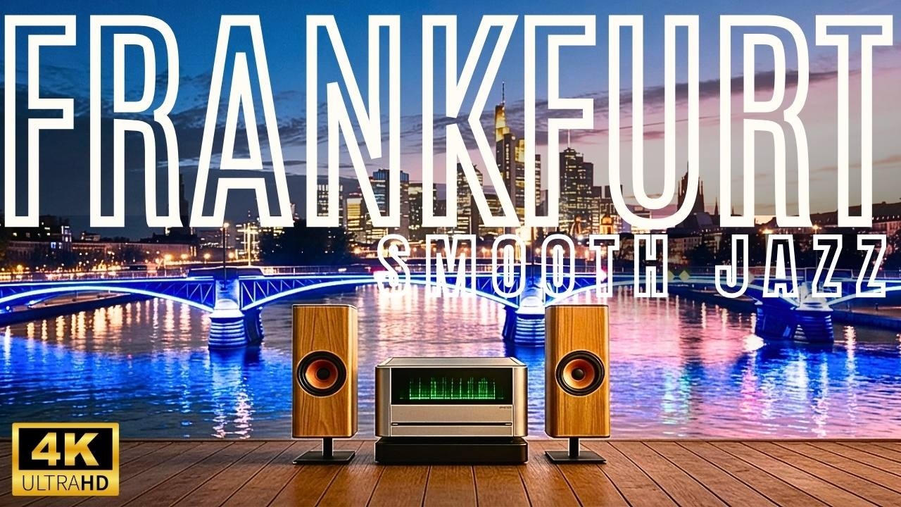 FRANKFURT Night Smooth Jazz 🇩🇪 4K Germany Skyline Lounge Music for Relax, Study & Work