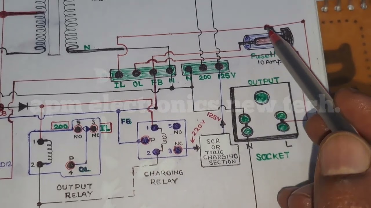 Inverter Repairing & Testing Not Charging No Output Fuse Blwon light Change Over Circuit Diagram