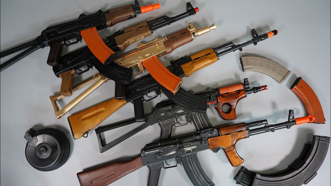 Realistic AK Series Toy Guns collection - AK47 Airsoft - Golden AK - AKS74u -  Toy Guns collection