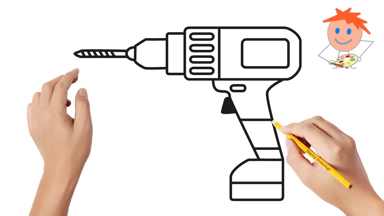 How to draw an electric drill | Easy drawings