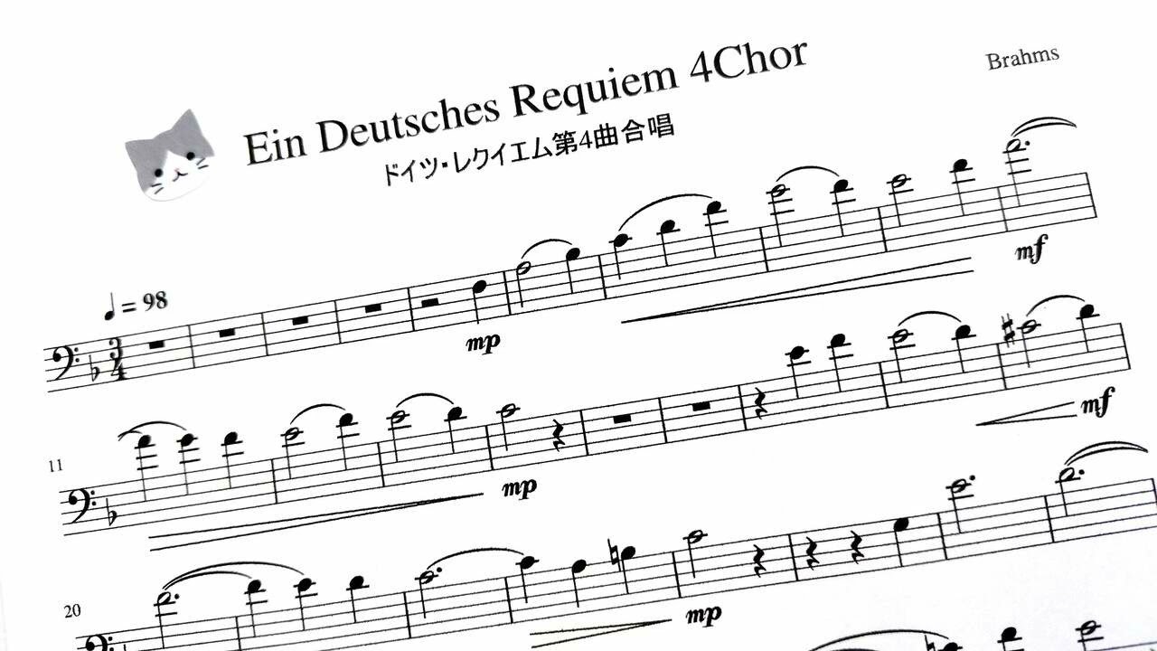 ブラームス「ドイツ・レクイエム第4曲合唱」チェロ演奏用 / Brahms 
